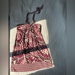 BCBG MAXAZRIA Vintage Pink, White and Red Halter Dress | Women’s Size XXS